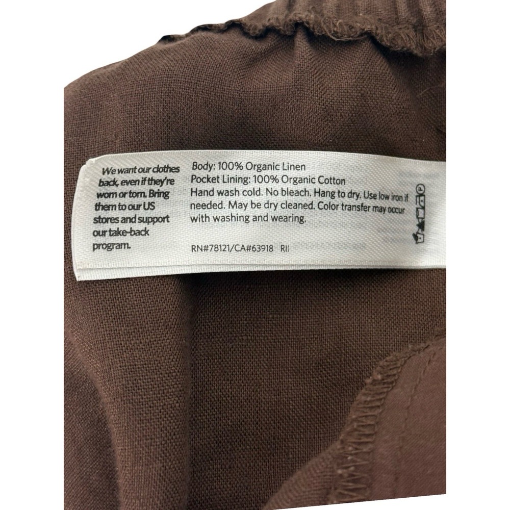 Eileen Fisher Womens Large Pants Organic Linen Wide Leg High Waist Brown Pockets - Picture 9 of 9